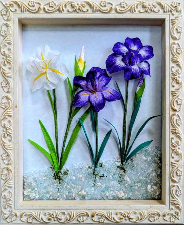 額 紙盆栽【アイリス】 Paper Bonsai: "Iris" (Framed Artwork)